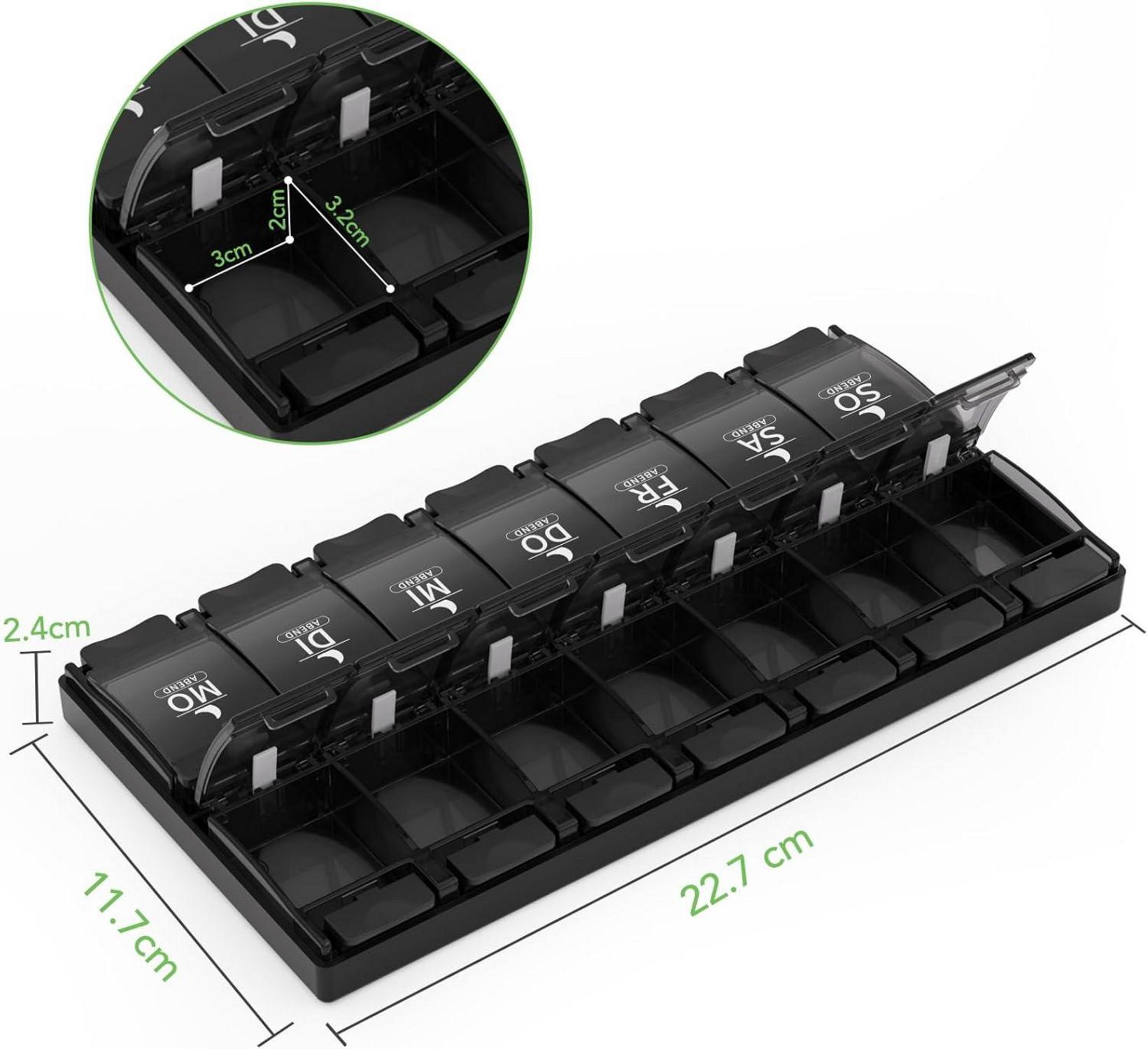 Opret Tablettenbox 7 Tage 2 Fächer Druckknopf-Design Medikamentenbox