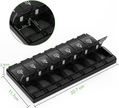 Opret Tablettenbox 7 Tage 2 Fächer Druckknopf-Design Medikamentenbox