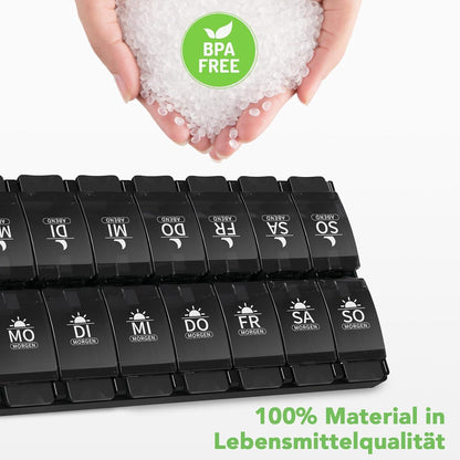 Tablettenbox 7 Tage Pillendose 2 Fächer Druckknopf-Design