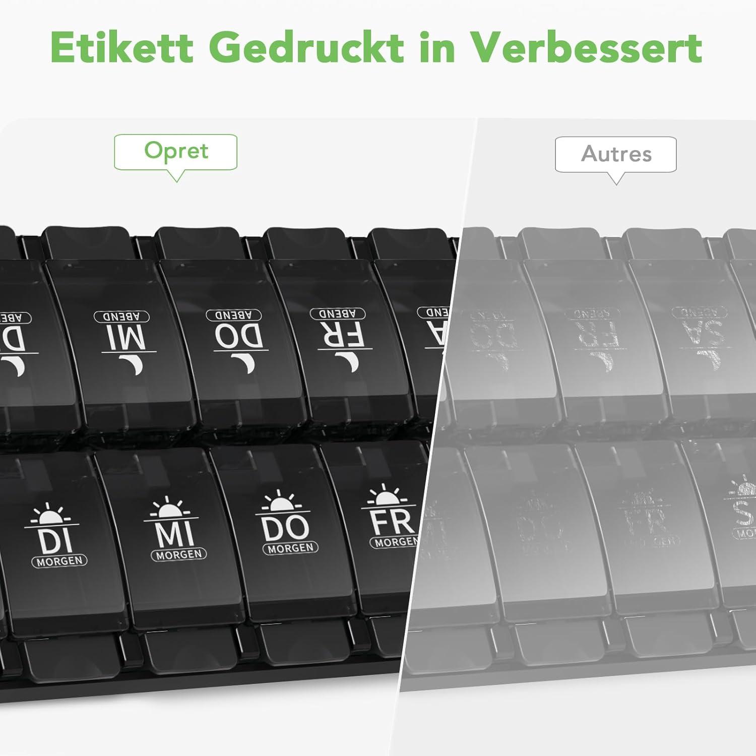 Opret Tablettenbox 7 Tage 2 Fächer Druckknopf-Design Medikamentenbox