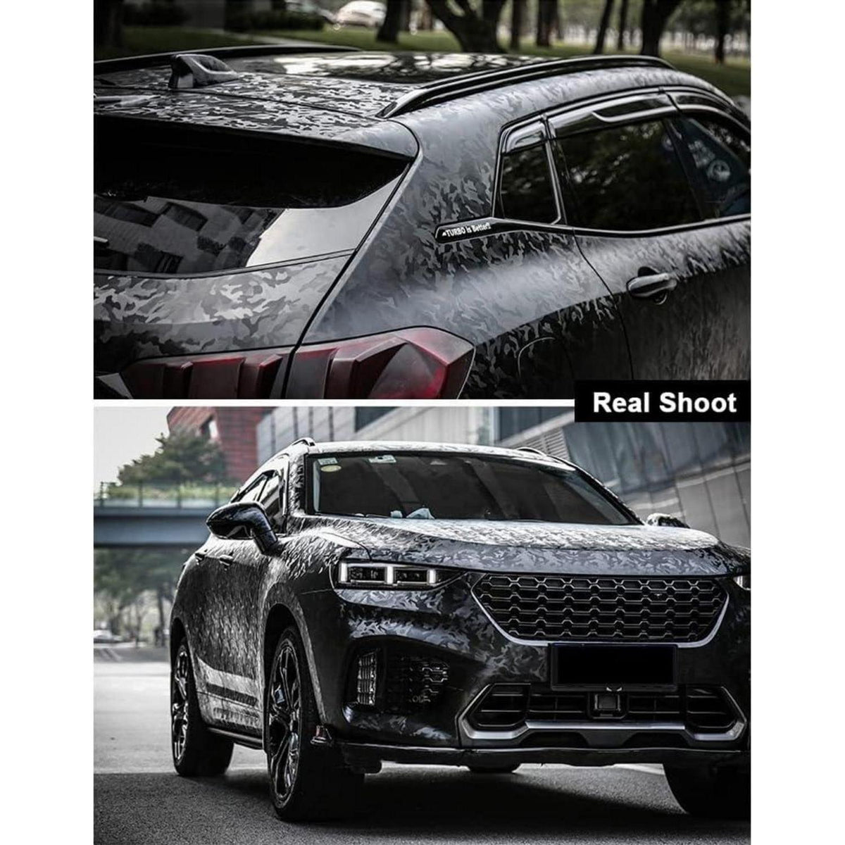 Autofolie Camouflage Schwarz Glänzend Matt – Car Wrapping Folie 45x152cm