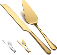 Gold Hochzeitstortenmesser Set Edelstahl Titan-Vergoldung