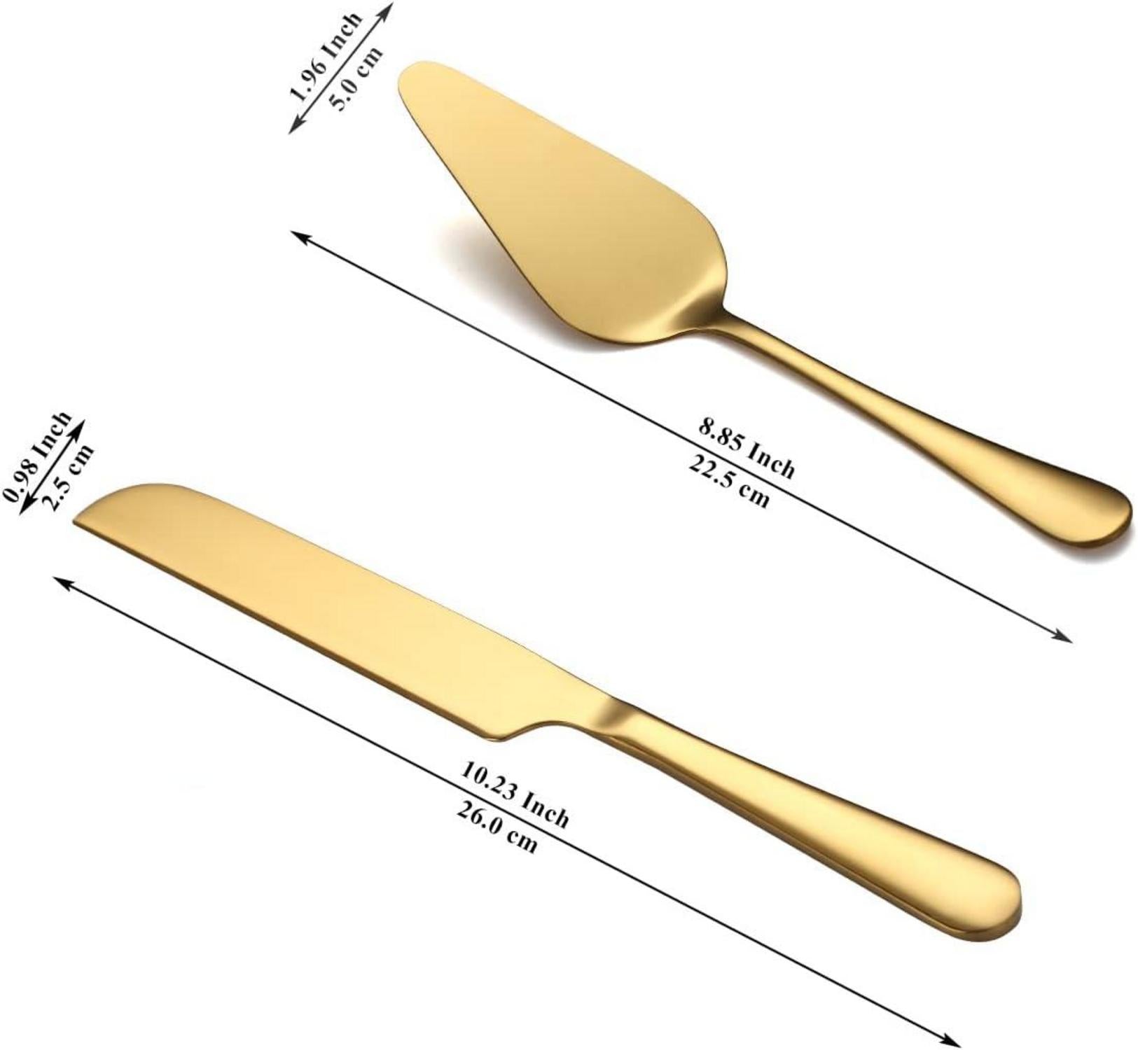 Gold Hochzeits Torte Set Edelstahl Titan-Vergoldung 2-teilig