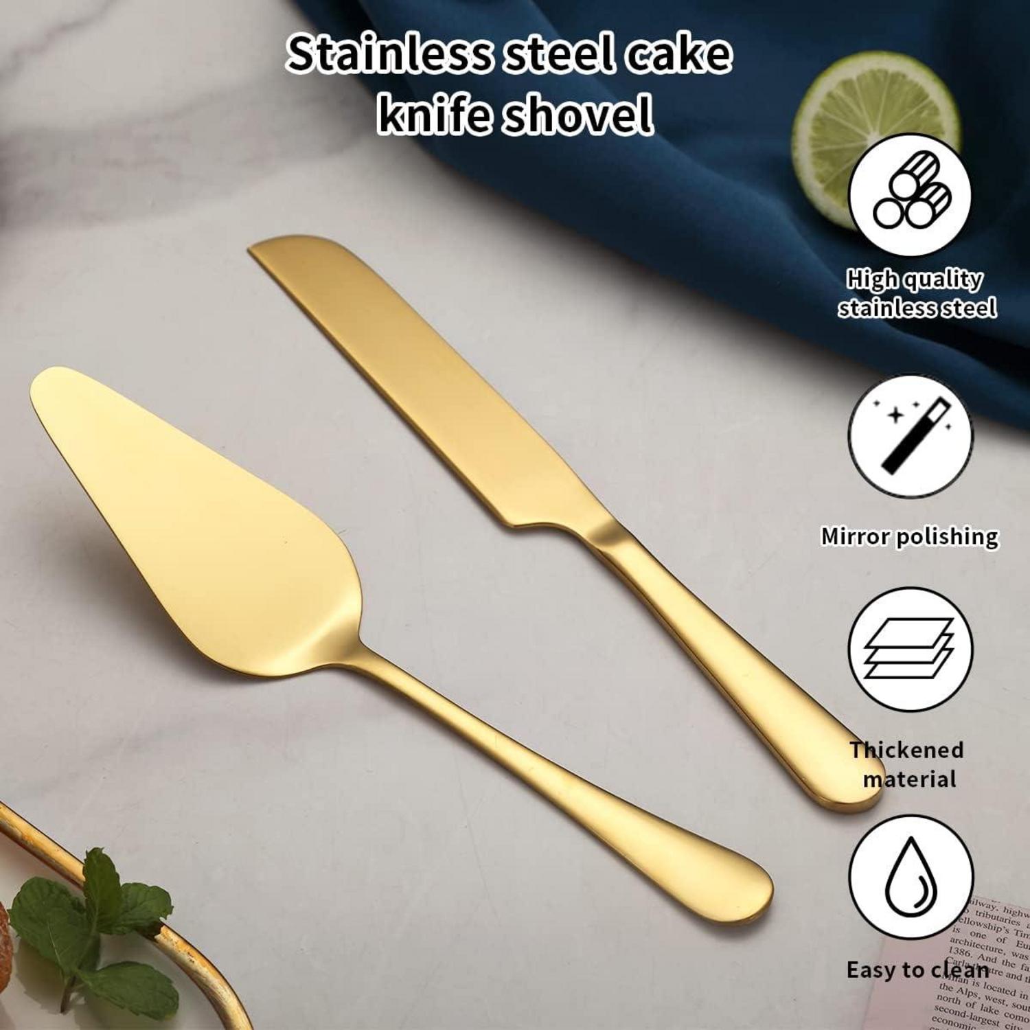 Gold Hochzeitstortenmesser Set Edelstahl Titan-Vergoldung