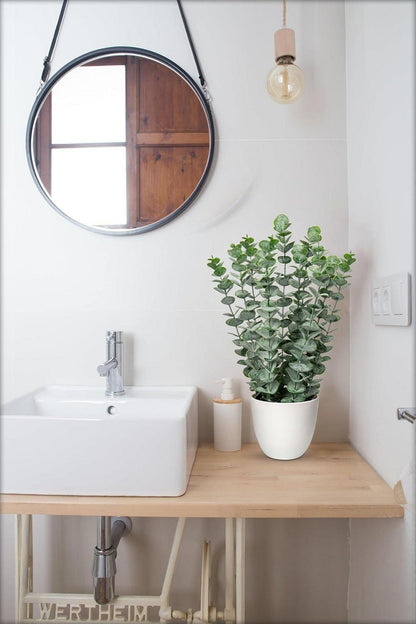 Kunstpflanze Eukalyptus Dekopflanze Wie Echt, 40 cm Grün - Weißer Topf