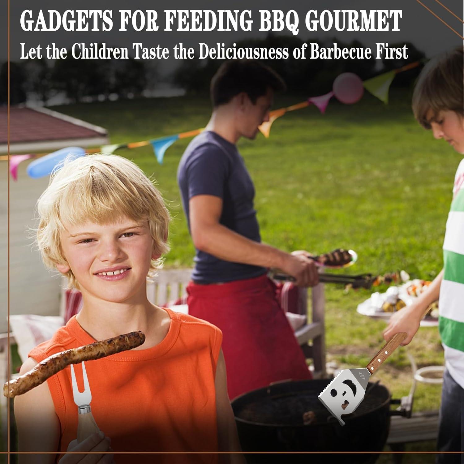Grillwerkzeug-Set 7-in-1 mit Maiskolbenspieße Grillzubehör Holzgriff
