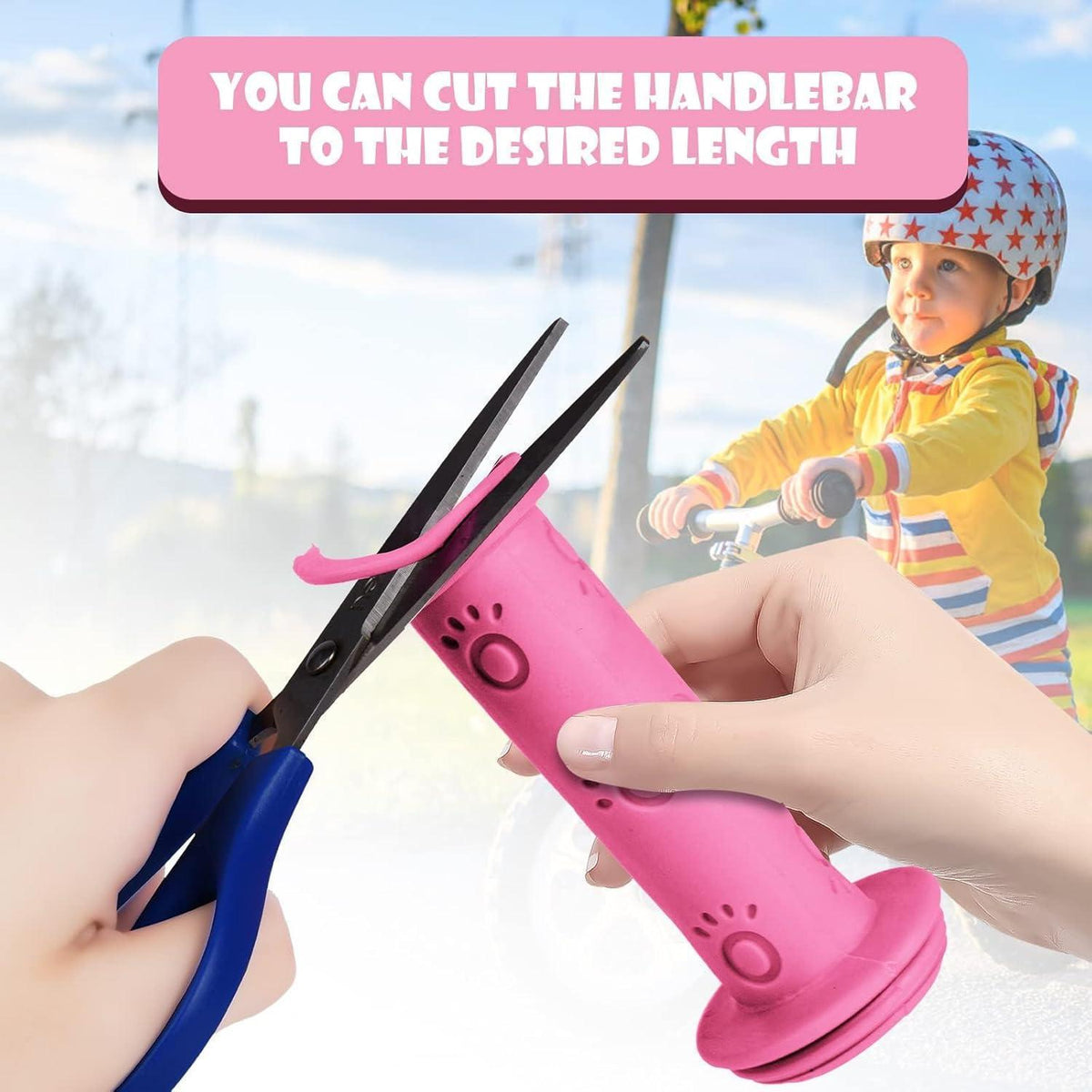 Fahrradgriffe Kinder 22mm – Rosa, Sicherheits-Gummi Grips