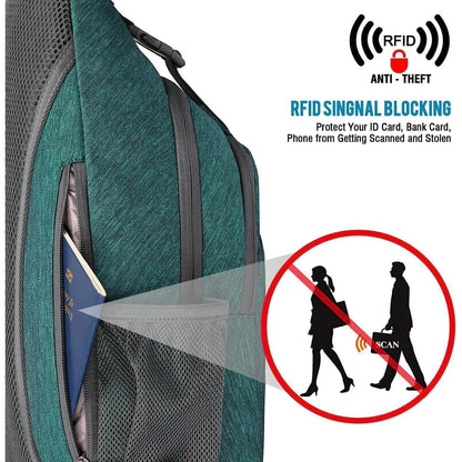Sling Bag Rucksack mit Diebstahlschutz, Dunkelgrün