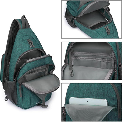 Sling Bag Rucksack mit Diebstahlschutz, Dunkelgrün