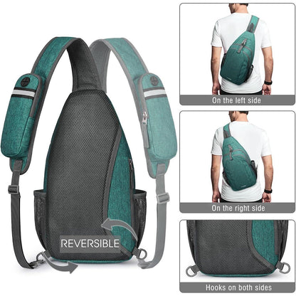 Sling Bag Rucksack mit Diebstahlschutz, Dunkelgrün