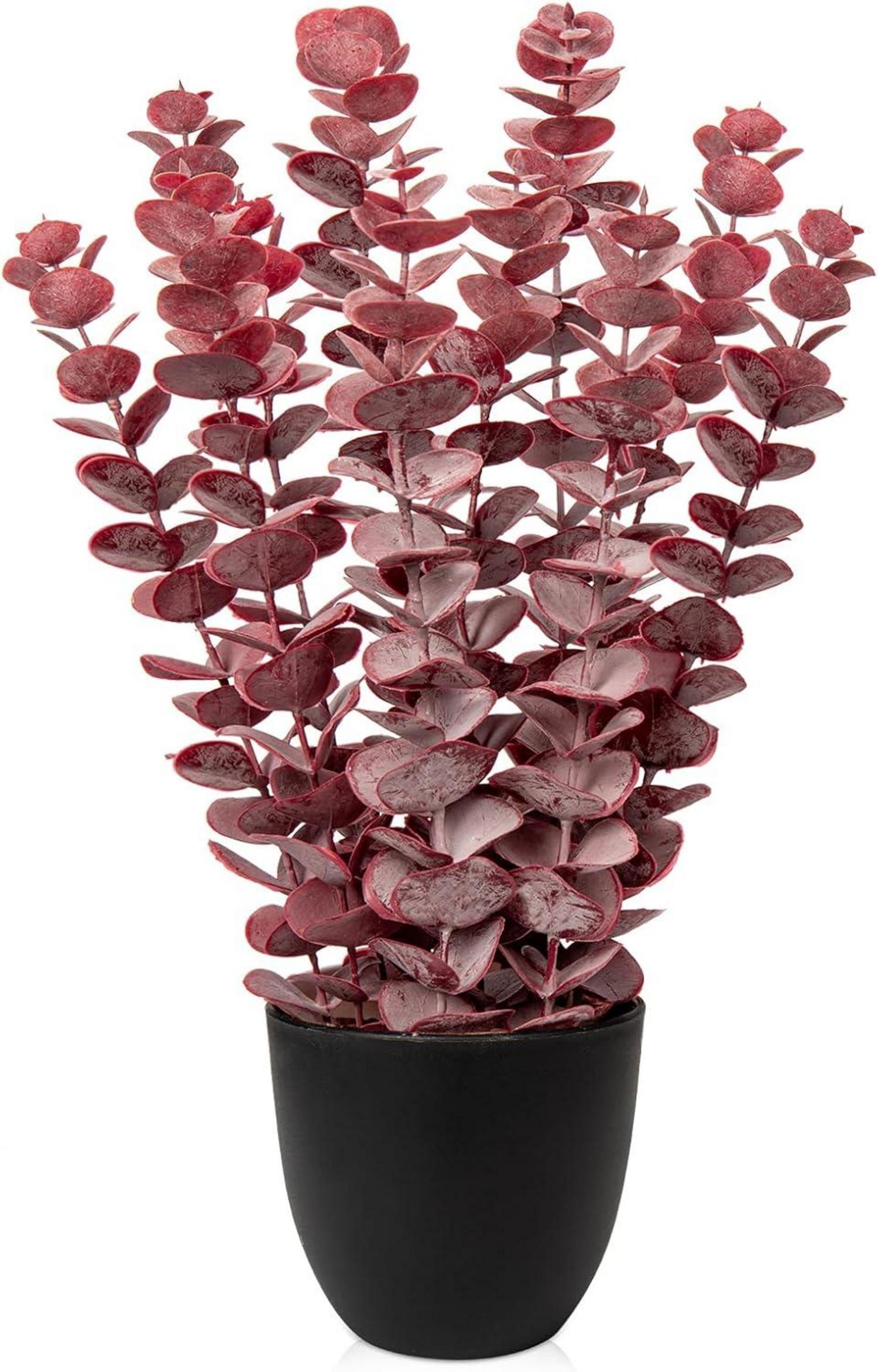 Kunstpflanze Eukalyptus Dekopflanze Rot 40 cm im Topf