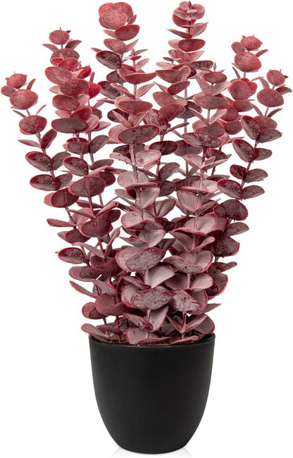 Kunstpflanze Eukalyptus Dekopflanze Rot 40 cm im Topf