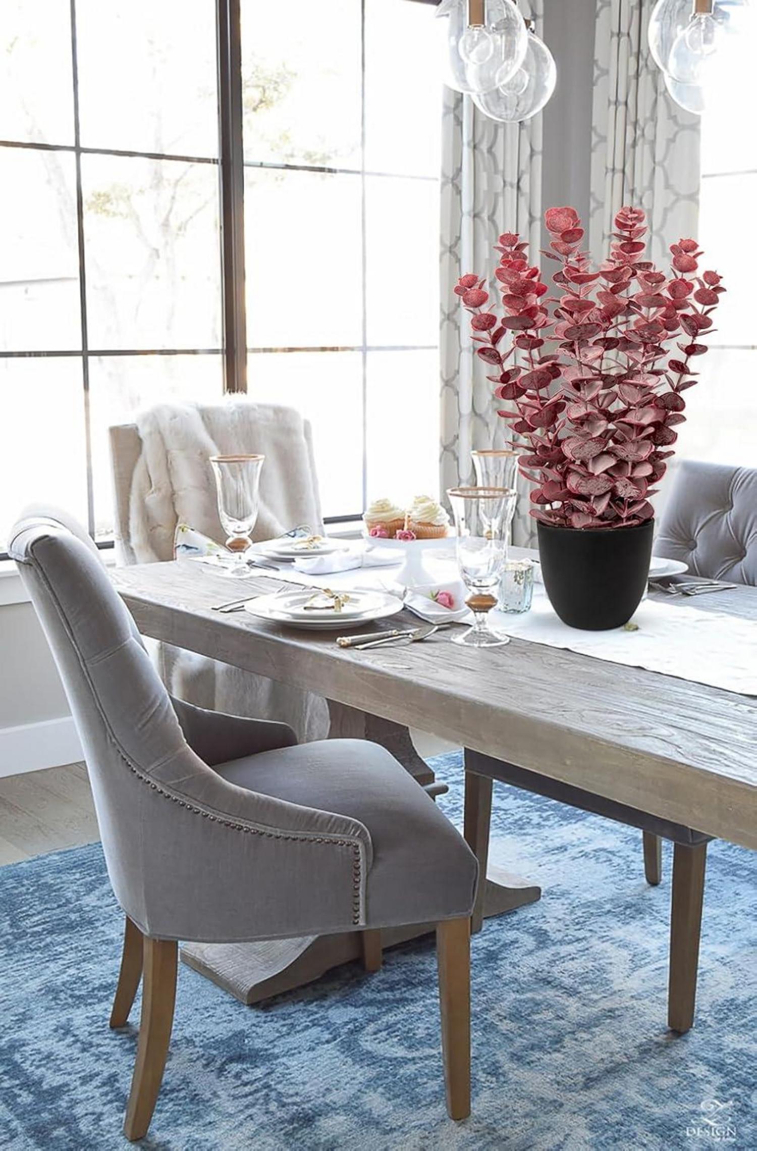 Kunstpflanze Eukalyptus Rot 40cm Deko Zimmerpflanze schöner Topf