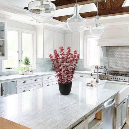 Kunstpflanze Eukalyptus Rot 40 cm Künstliche Dekopflanze Schwarz Topf