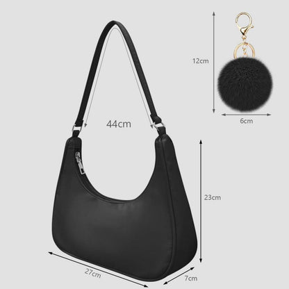 Umhängetasche Damen Nylon Retro Achsel Tasche Pom-Pom Y2k Fashion