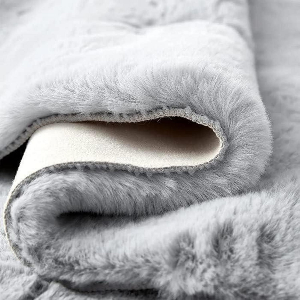 Flauschiger Läufer 60x305 cm Grau – Weicher Kunstfell Teppich