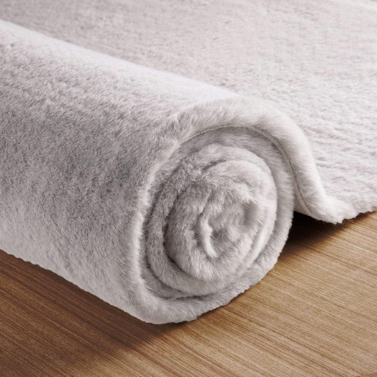Flauschiger Läufer 60x305 cm Grau – Weicher Kunstfell Teppich