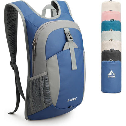 Faltbarer Wanderrucksack 12L Damen Herren Blau/Grau