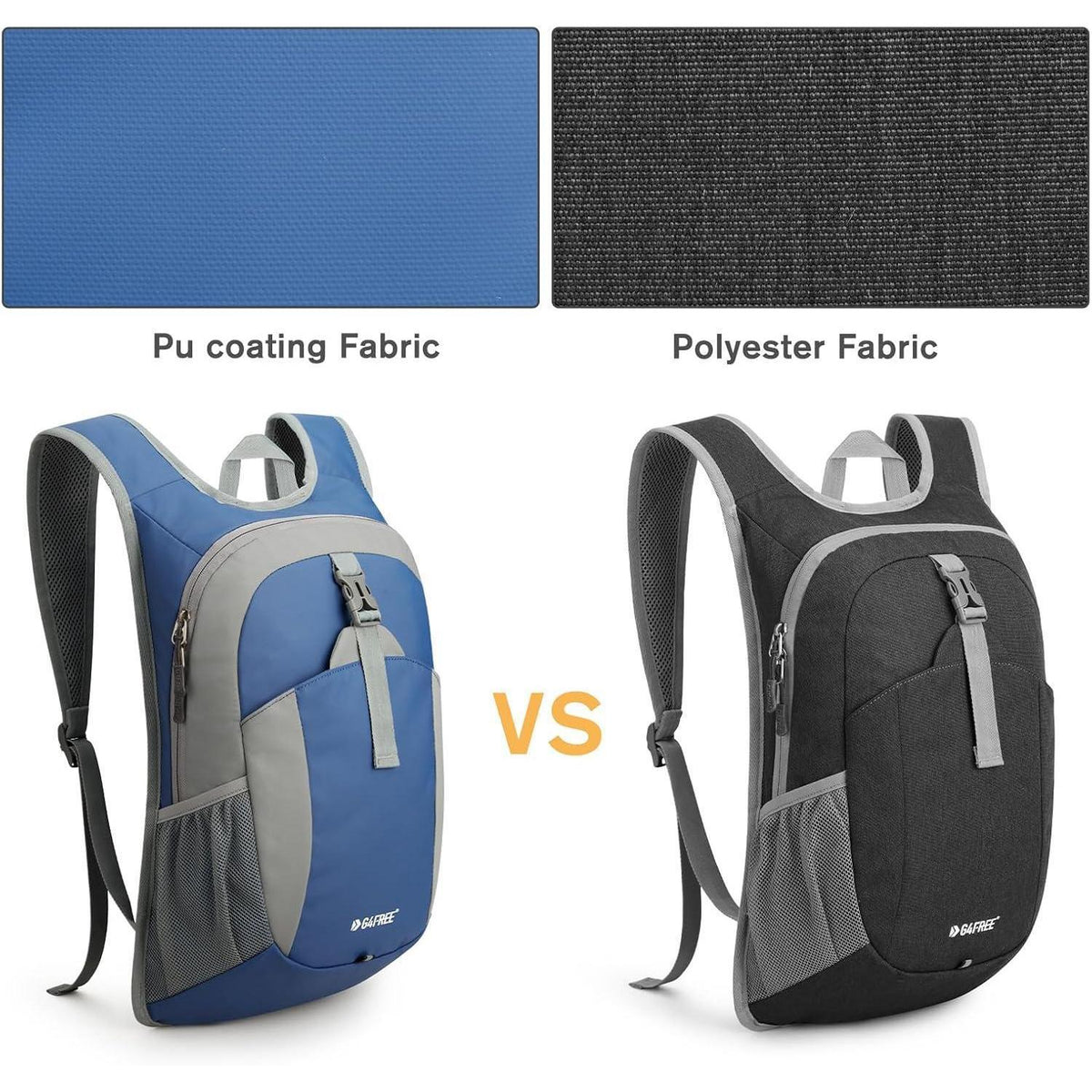 Faltbarer Wanderrucksack 12L Damen Herren Blau/Grau