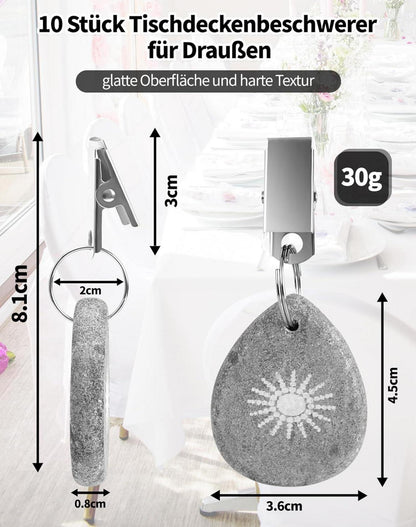 Tischdeckenbeschwerer 10 Stück Naturstein Tischdecke Gewichte Outdoor