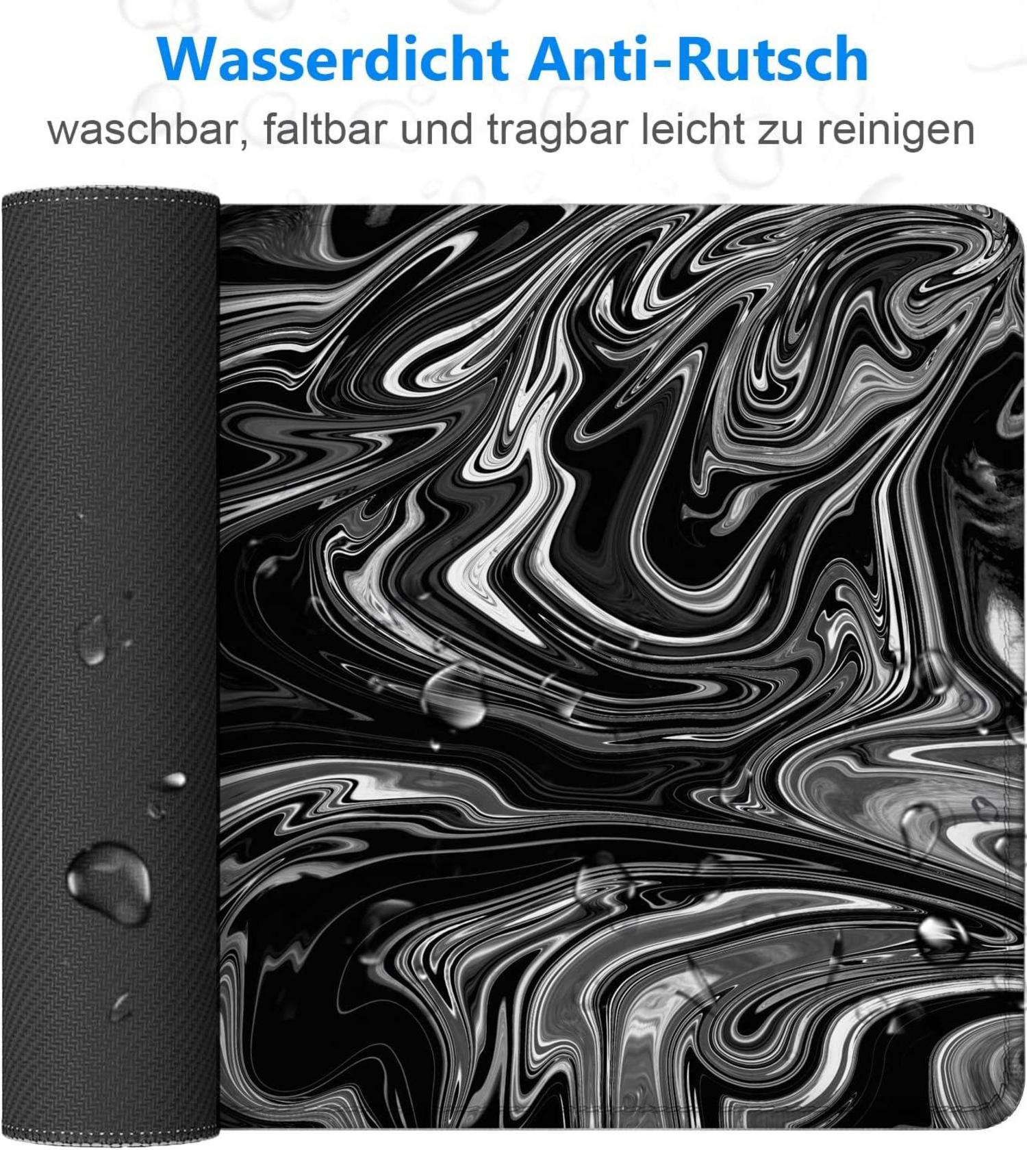 XXL Gaming Mauspad 800x300mm Flüssigmetall, vernähte Kanten, rutschfest, wasserdicht