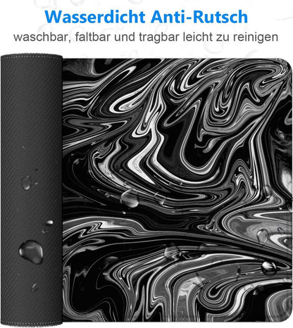 XXL Gaming Mauspad 800x300mm Flüssigmetall, vernähte Kanten, rutschfest, wasserdicht