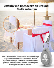 10er Pack Tischdeckenbeschwerer Naturstein Herzform 8,1cm