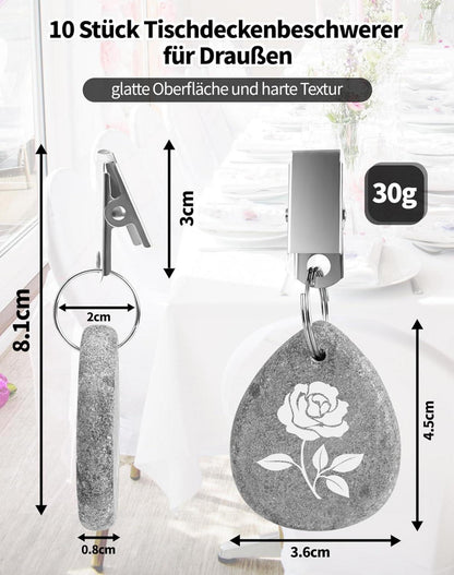 10 Tischdeckenbeschwerer Naturstein Herzform Outdoor, 30g