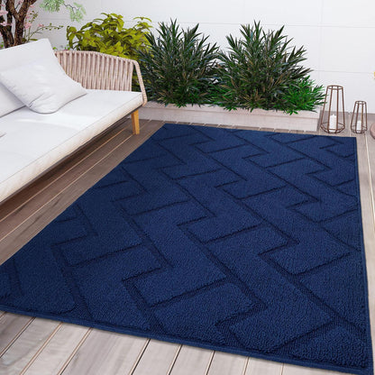 Fußmatte Innen Außen Waschbar Blau 119x180cm – Rutschfest & Saugfähig