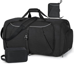 Faltbare Reisetasche 80L Schwarz Sporttasche Schuhfach