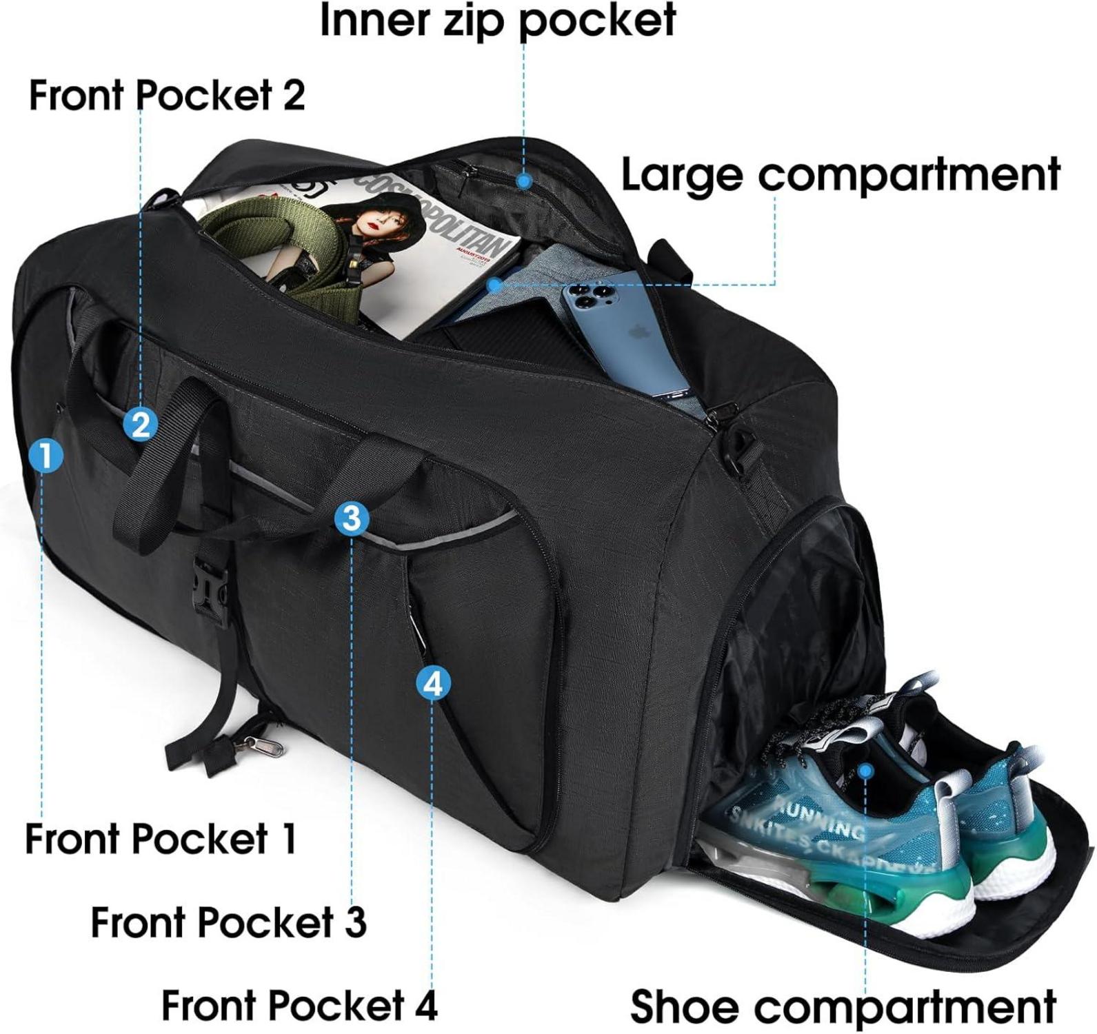 Faltbare Reisetasche 80L Große Leichte Sporttasche mit