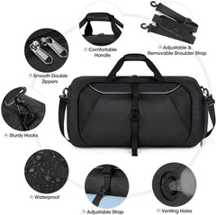 Faltbare Reisetasche 80L Schwarz Sporttasche Schuhfach