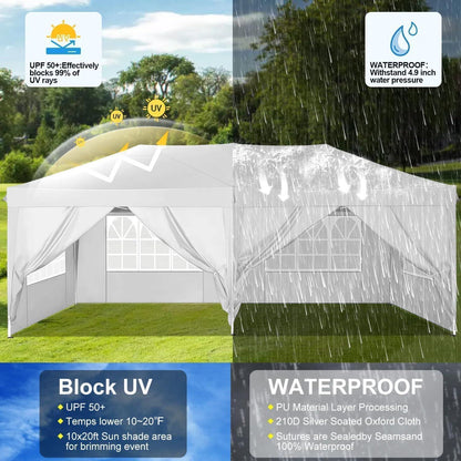Faltpavillon 3x6m wasserdicht mit 6 Seitenwänden & UV-Schutz