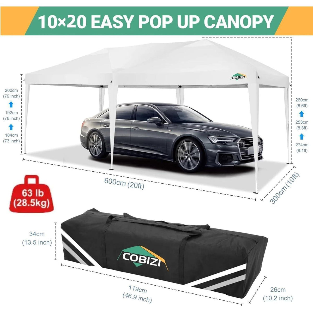 Faltpavillon 3x6m wasserdicht mit 6 Seitenwänden & UV-Schutz