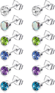 Set 6Pairs G23 Titan Ohrstecker Zirkonia Medizinische Hypoallergen