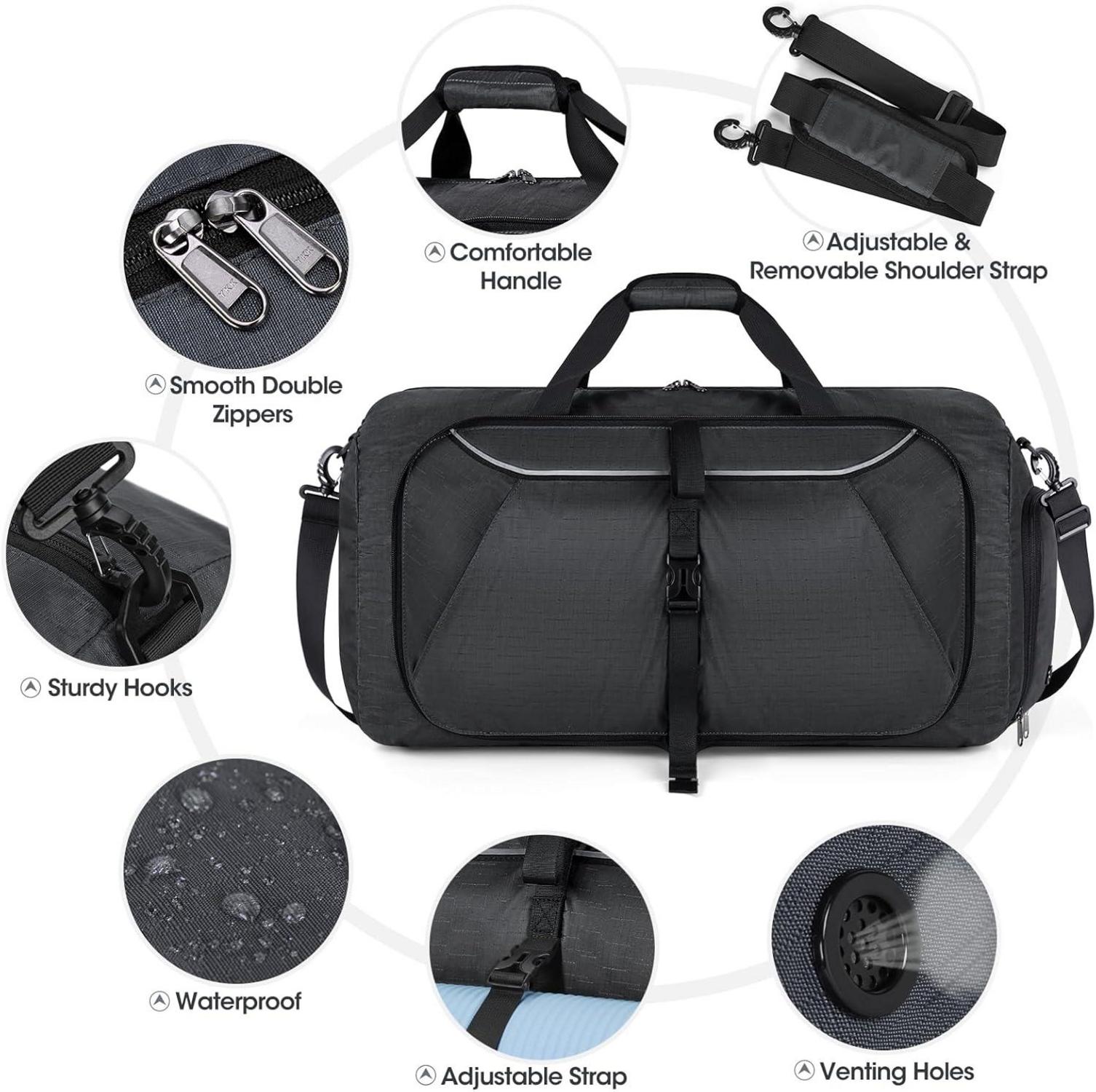 Faltbare Reisetasche 100L Sporttasche Schuhfach Grau