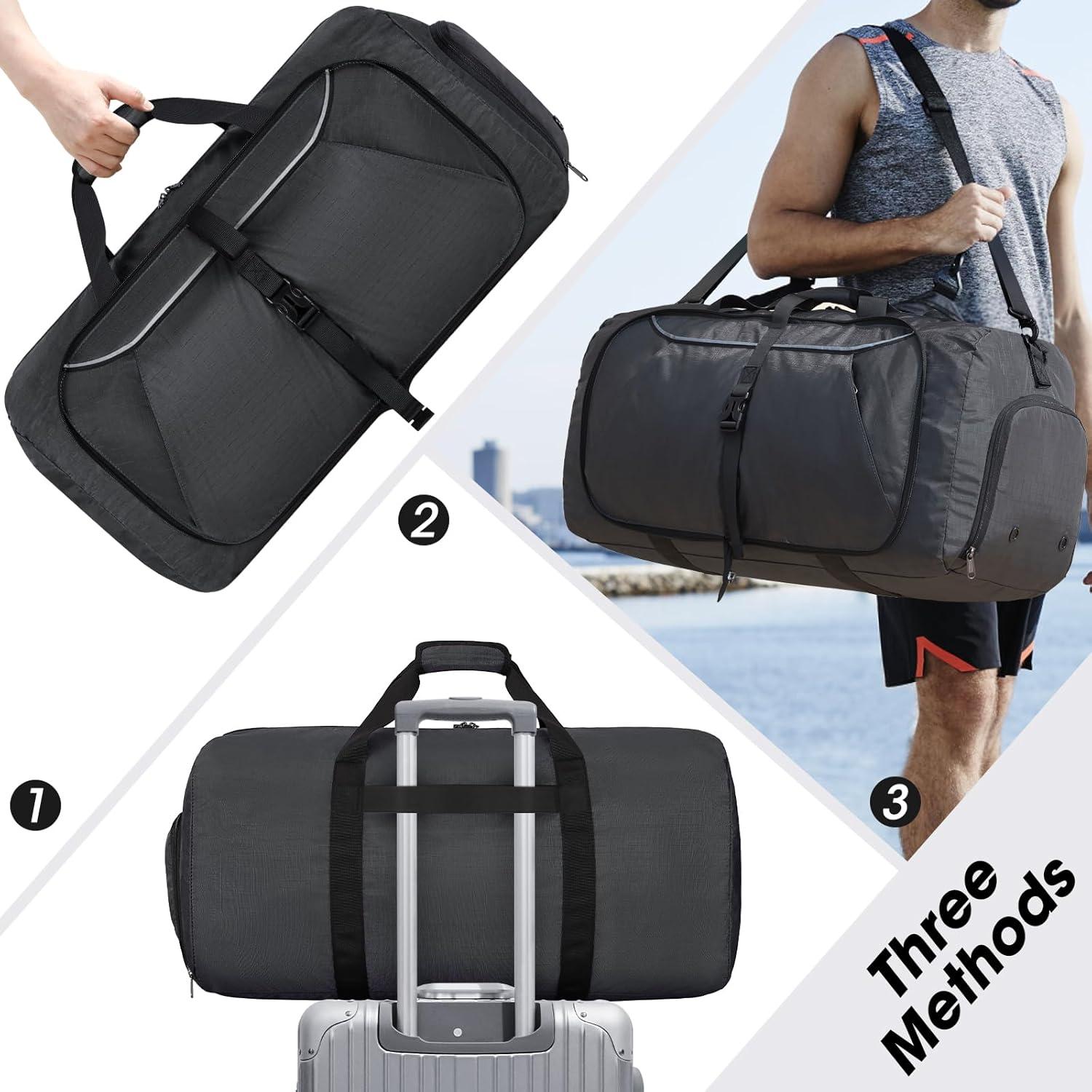 Faltbare Reisetasche 100L Sporttasche Schuhfach Grau