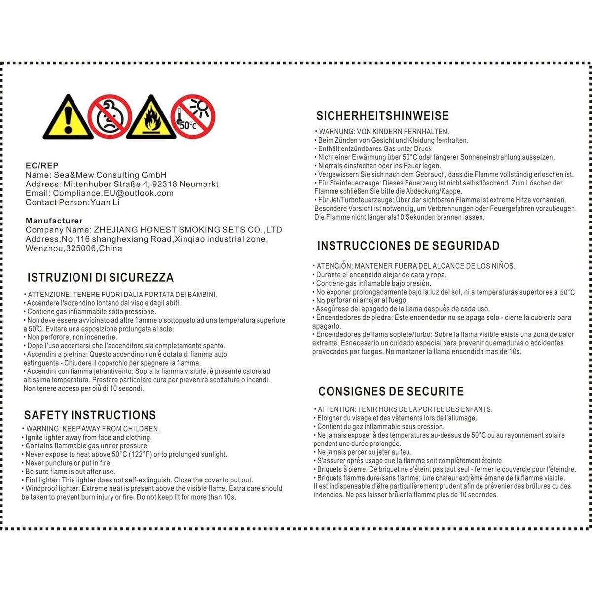 Winddichtes Feuerzeug mit Zigarrenpunsch – Nachfüllbar & Robust