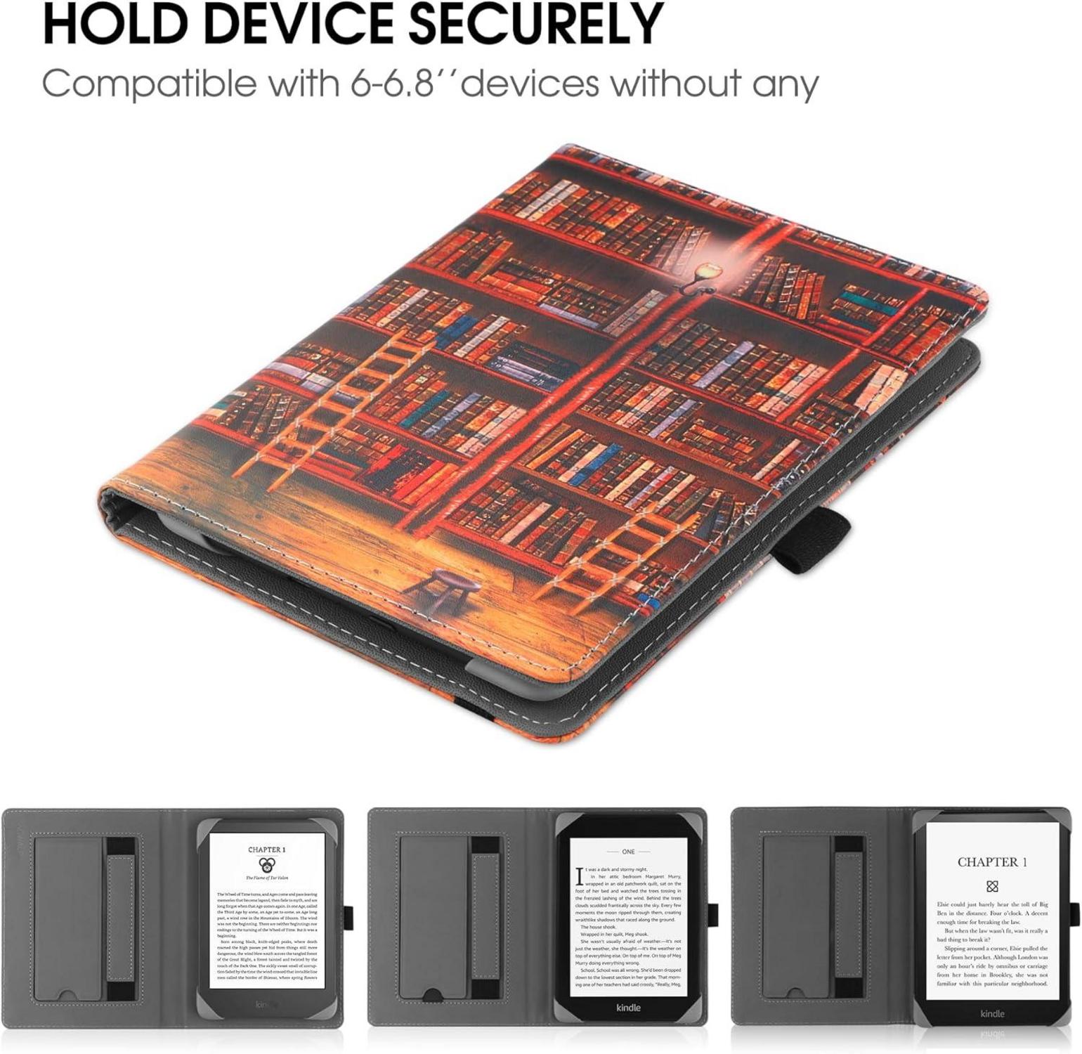 Universal eReader Hülle 6-6.8 Zoll PU Leder Ständer Cover Handschlaufe