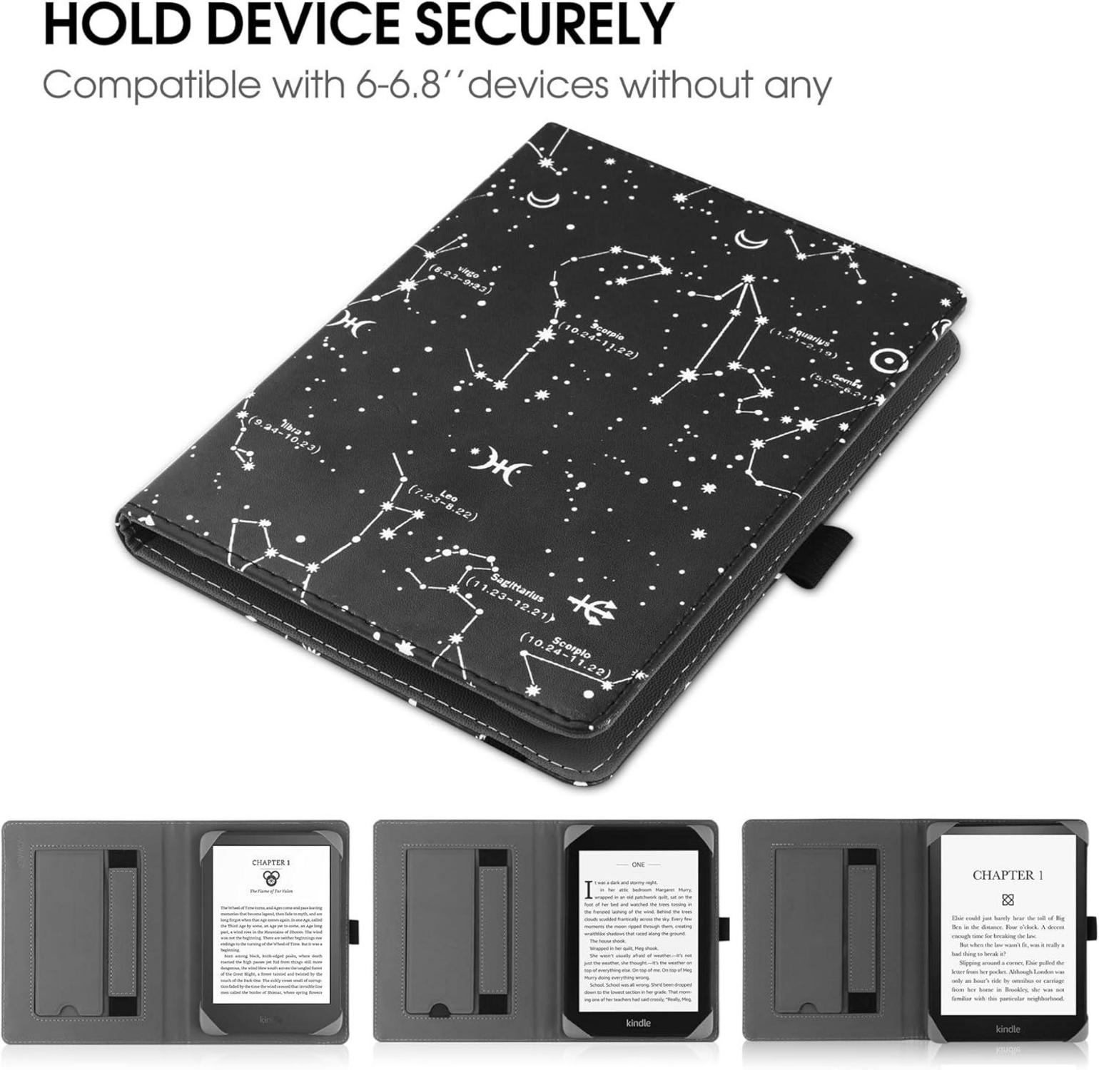 Universal eReader Ständerhülle 6-6.8 Zoll PU Leder Handschlaufe Cover