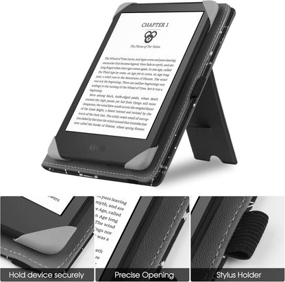 Universelle eReader Hülle 6-6.8 Zoll PU Leder Ständer Cover Handschlaufe - Kompatibel mit Kindle Paperwhite Kobo Tolino Sony E-Book Reader