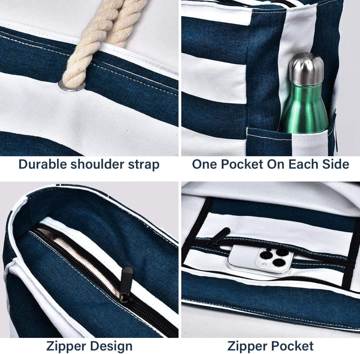 Große Wasserdichte Strandtasche mit Reißverschluss für Damen