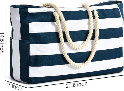 Oscaurt Strandtasche Groß - Wasserdichte Badetasche mit Reißverschluss, Shopper für Damen, Weekender, Schwimmtasche, für Einkaufen