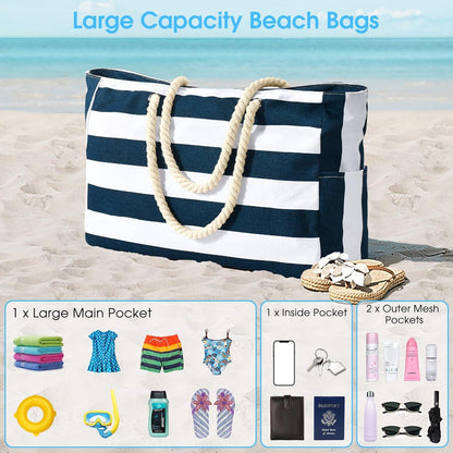 Strandtasche Damen Groß Badetasche Shopper mit Reißverschluss - Wasserdicht