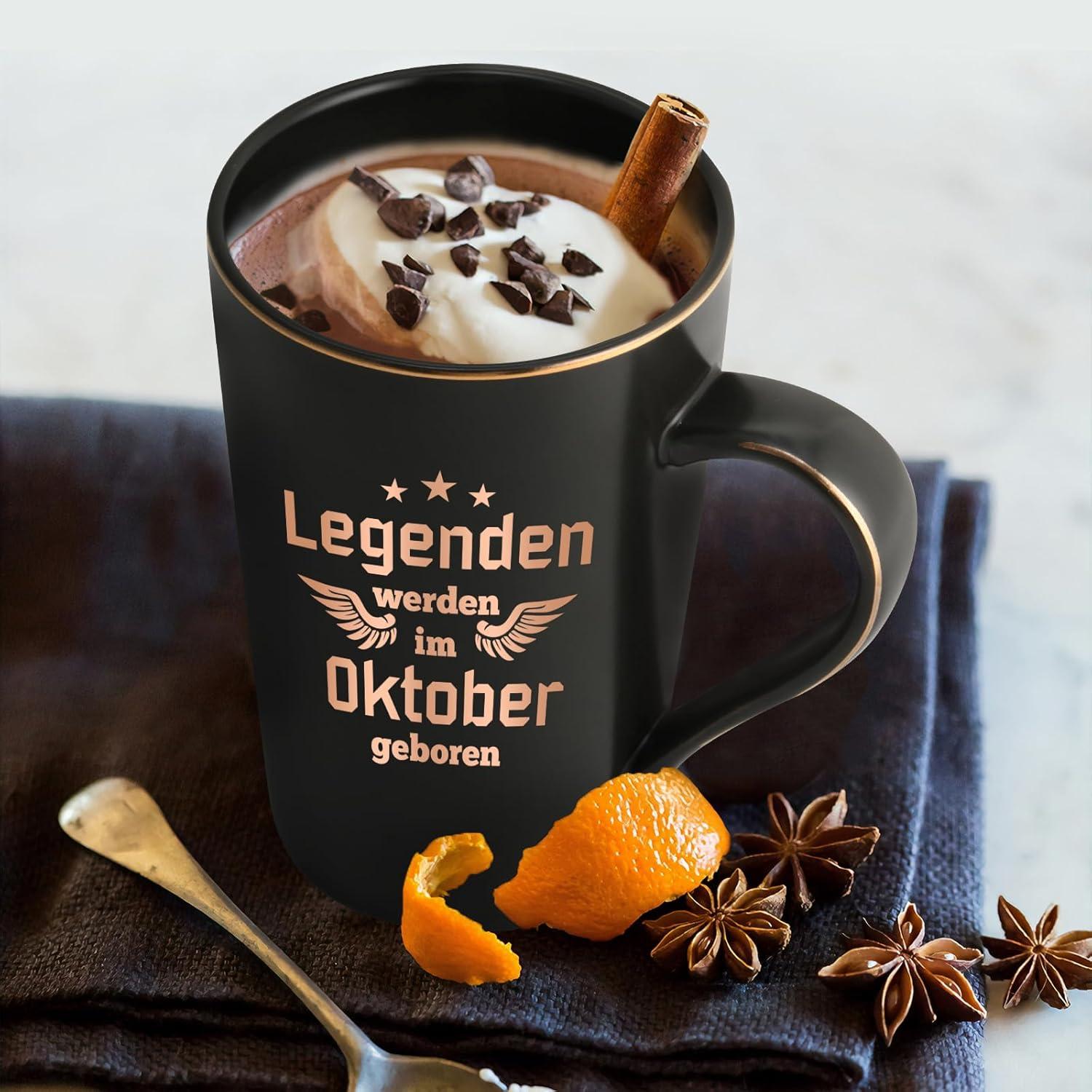 Marmor Kaffeetasse 400ml Geburtstag Legendär Oktober Schwarz
