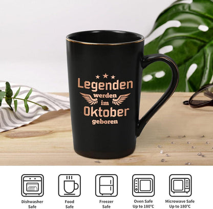 Geburtstagsgeschenk Kaffeetasse 400ml Legenden Oktober Schwarz Marmor