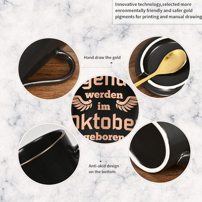 Geburtstagsgeschenk 400ml Kaffeetasse Spruch Legenden Oktober Schwarz