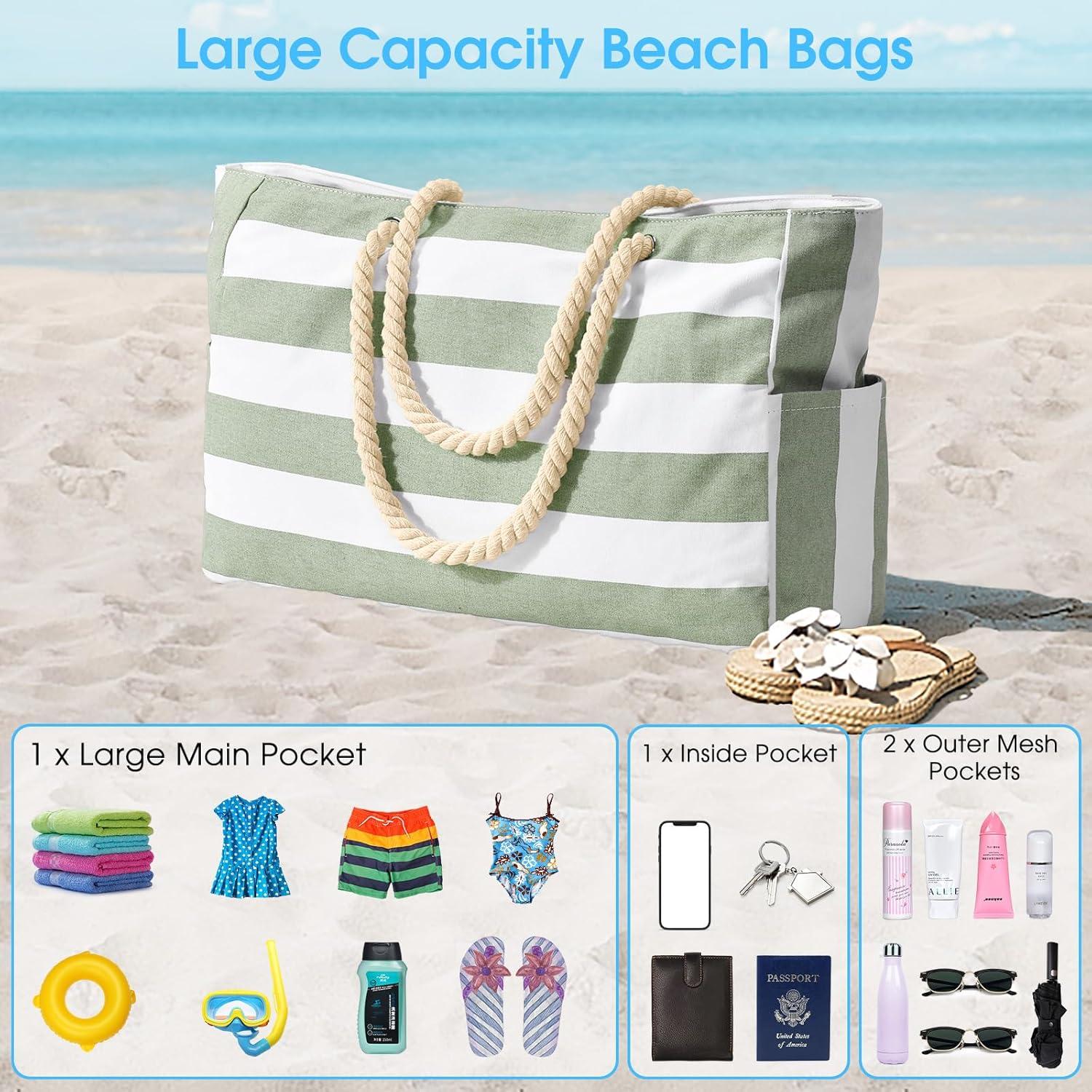 Große Strandtasche Canvas Tote Bag Damen Badetasche Shopper