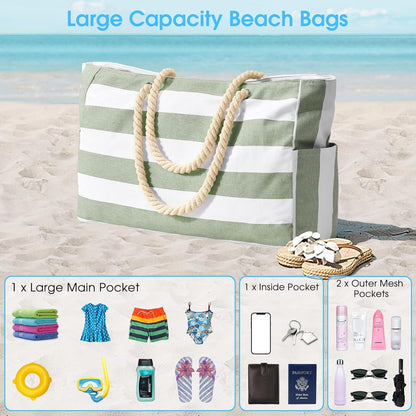 Große Strandtasche Canvas Tote Bag Damen Badetasche Shopper
