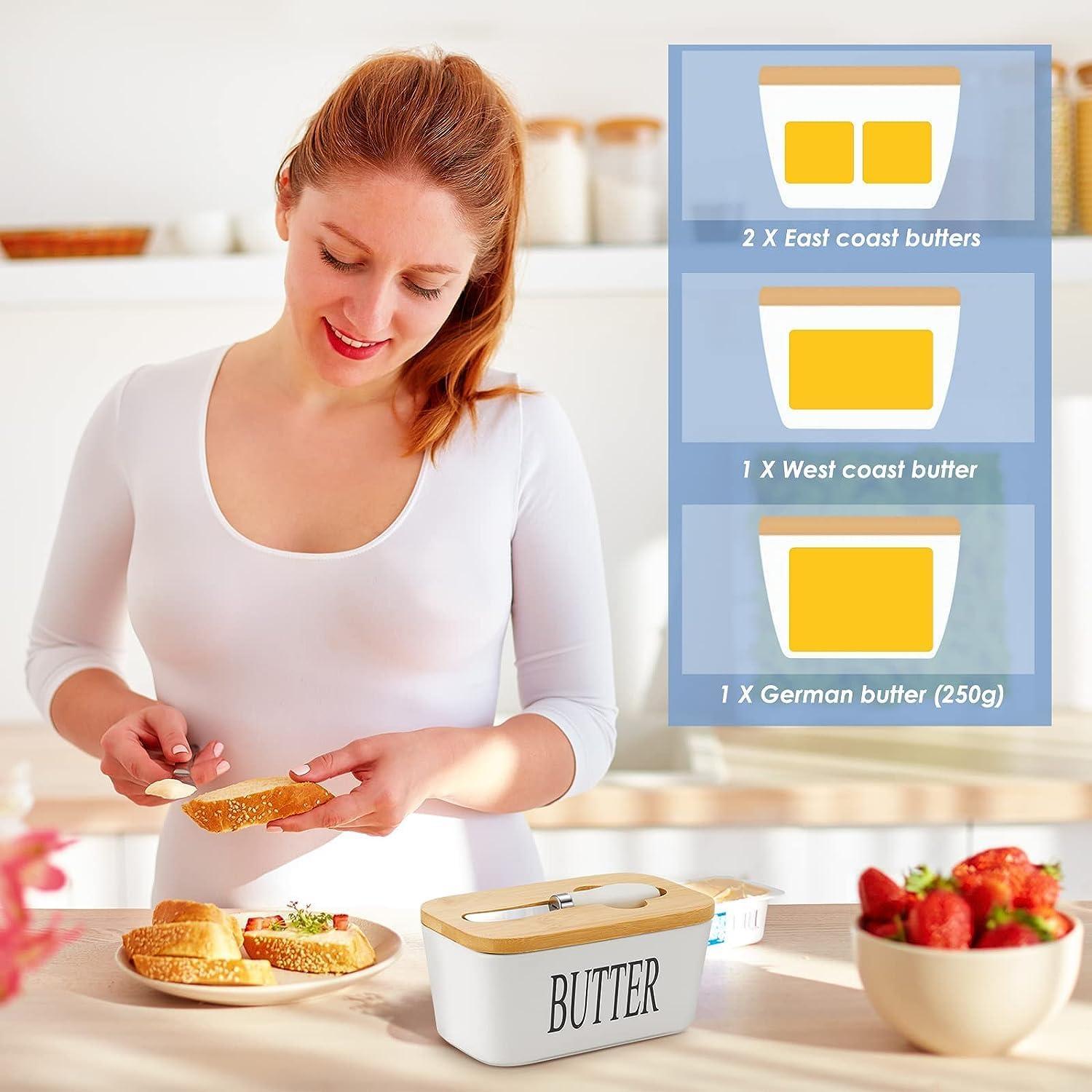 Webao Keramic Butterdose Emaille mit Holzdeckel und